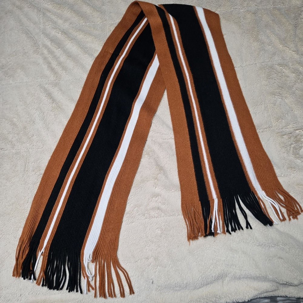 Warm and Cozy Scarf Terracotta Stripes great for UT Longhorns Burnt Orange, long